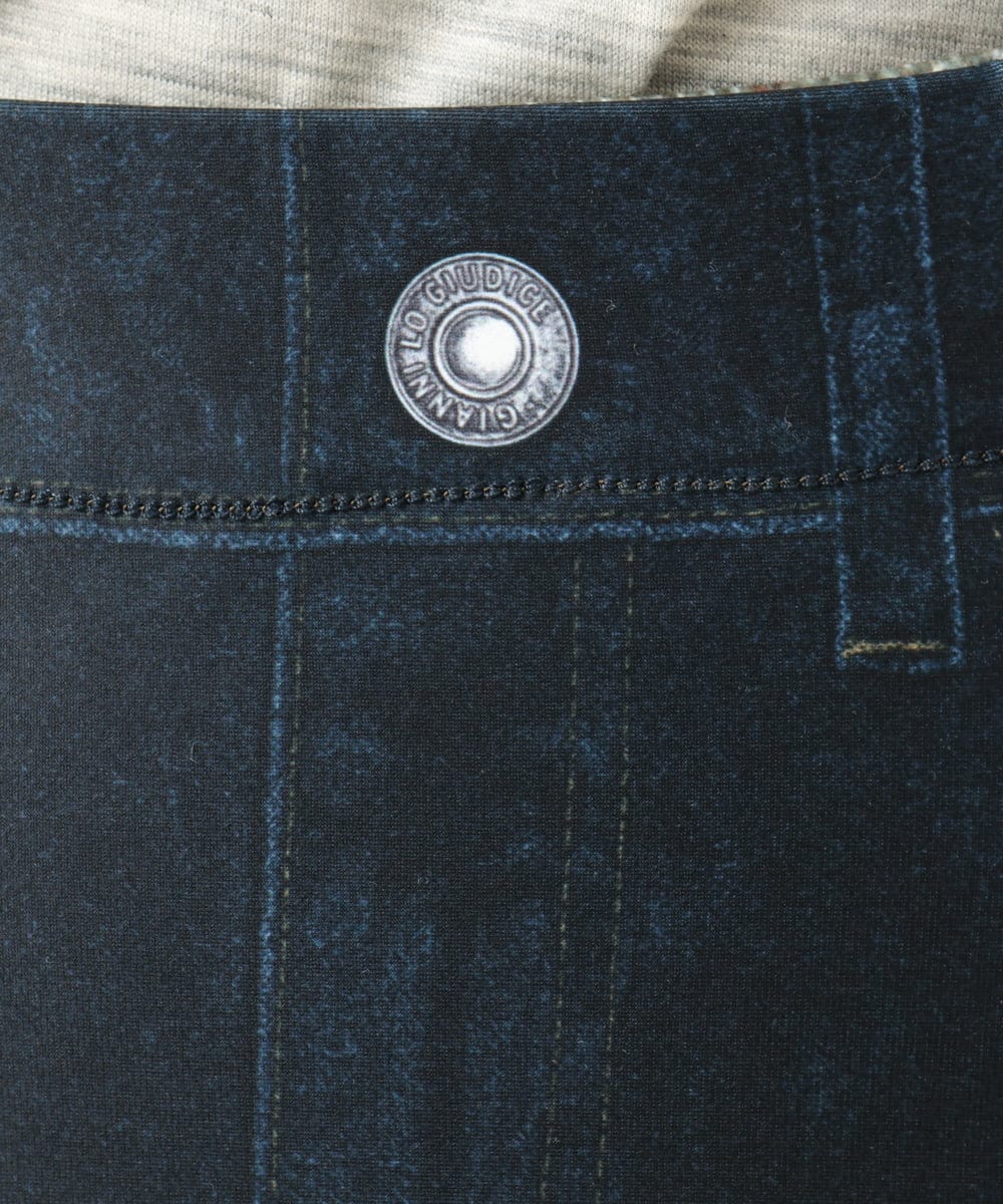 NGHAI23250 GIANNI LO GIUDICE(ジャンニ ロ ジュディチェ) [洗える・リバーシブル]片面起毛デニムプリントスカート ネイビー