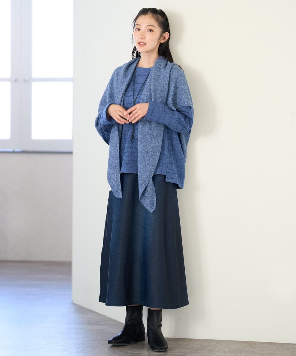 NGHAI23250 GIANNI LO GIUDICE(ジャンニ ロ ジュディチェ) [洗える・リバーシブル]片面起毛デニムプリントスカート ネイビー