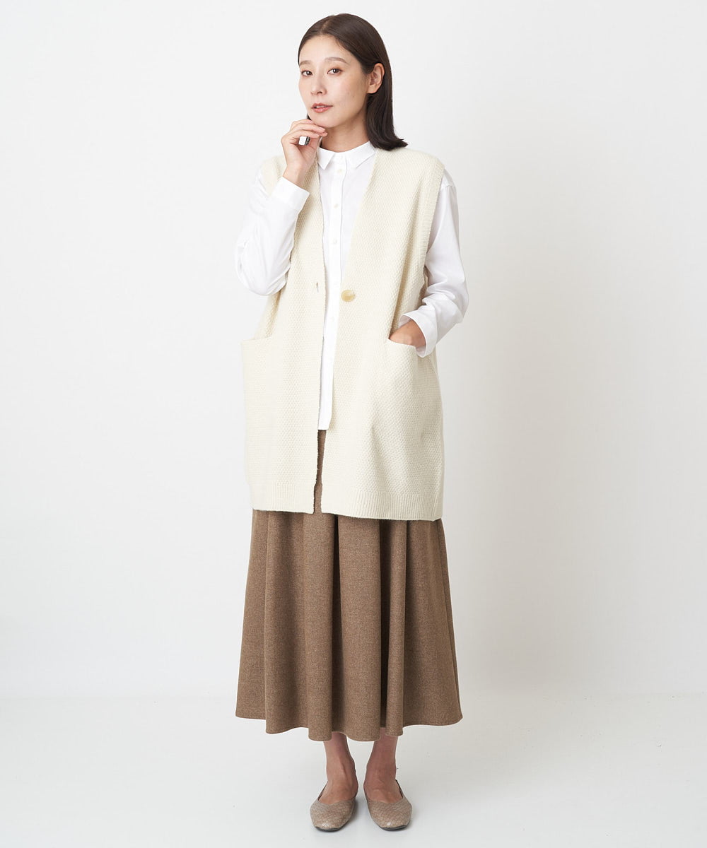 NGHAW09250 GIANNI LO GIUDICE(ジャンニ ロ ジュディチェ) [日本製]NEWOOLカシミヤツイルスカート ベージュ