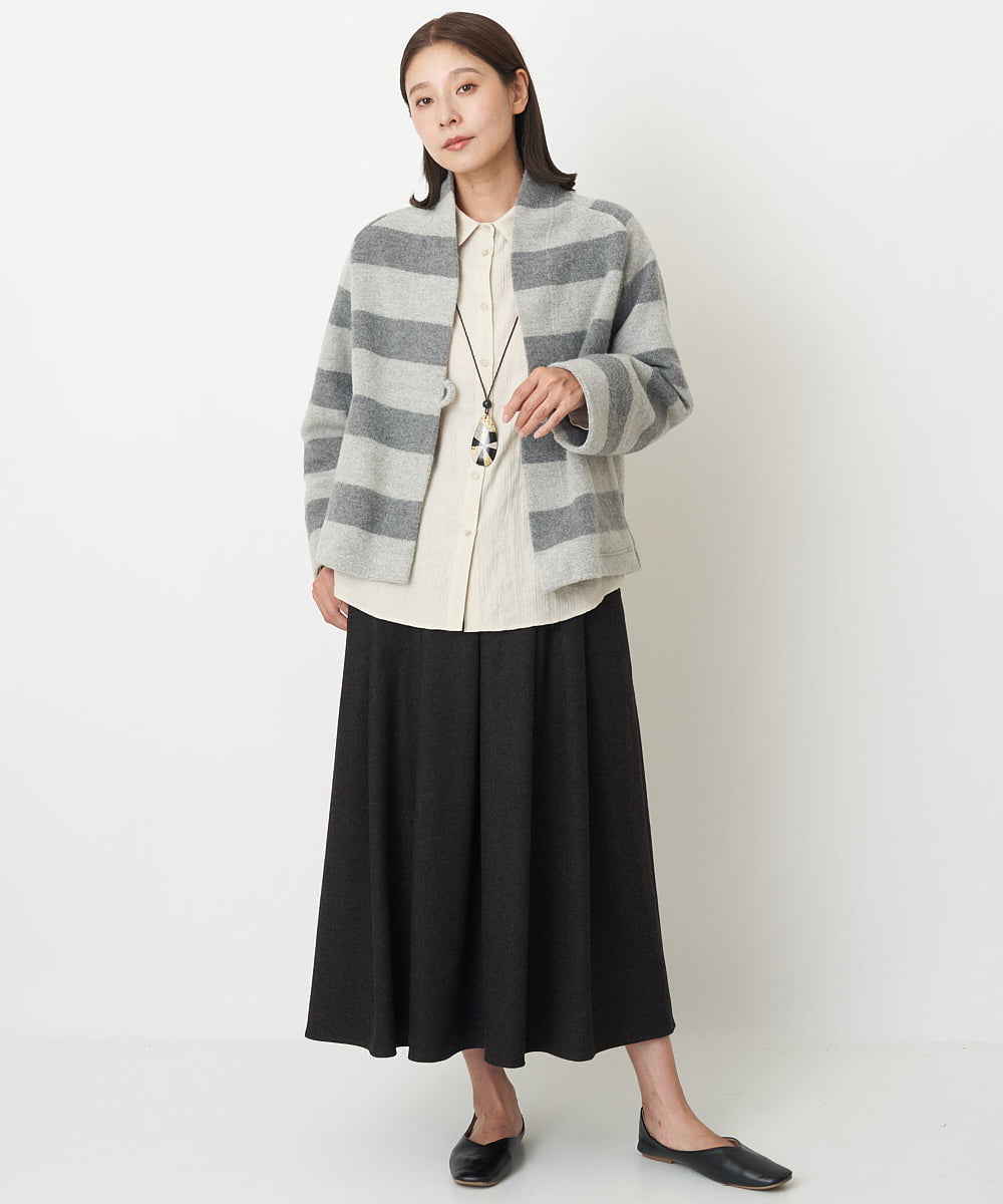 NGHAW09250 GIANNI LO GIUDICE(ジャンニ ロ ジュディチェ) [日本製]NEWOOLカシミヤツイルスカート ブラウン