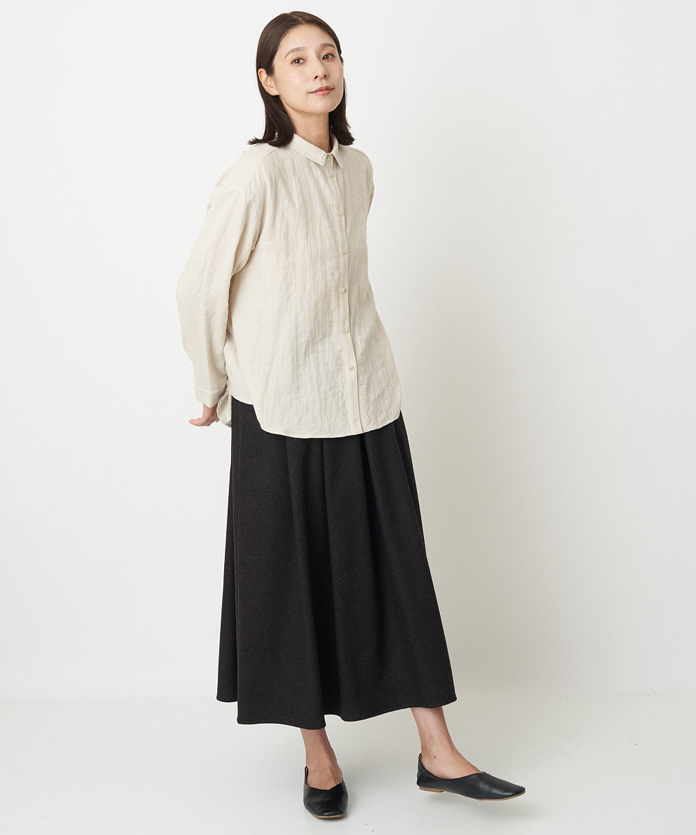 NGHAW09250 GIANNI LO GIUDICE(ジャンニ ロ ジュディチェ) [日本製]NEWOOLカシミヤツイルスカート ブラウン