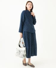 NGHEC53330 GIANNI LO GIUDICE(ジャンニ ロ ジュディチェ) [洗える]二重織ガーゼデニムドットスカート ネイビー