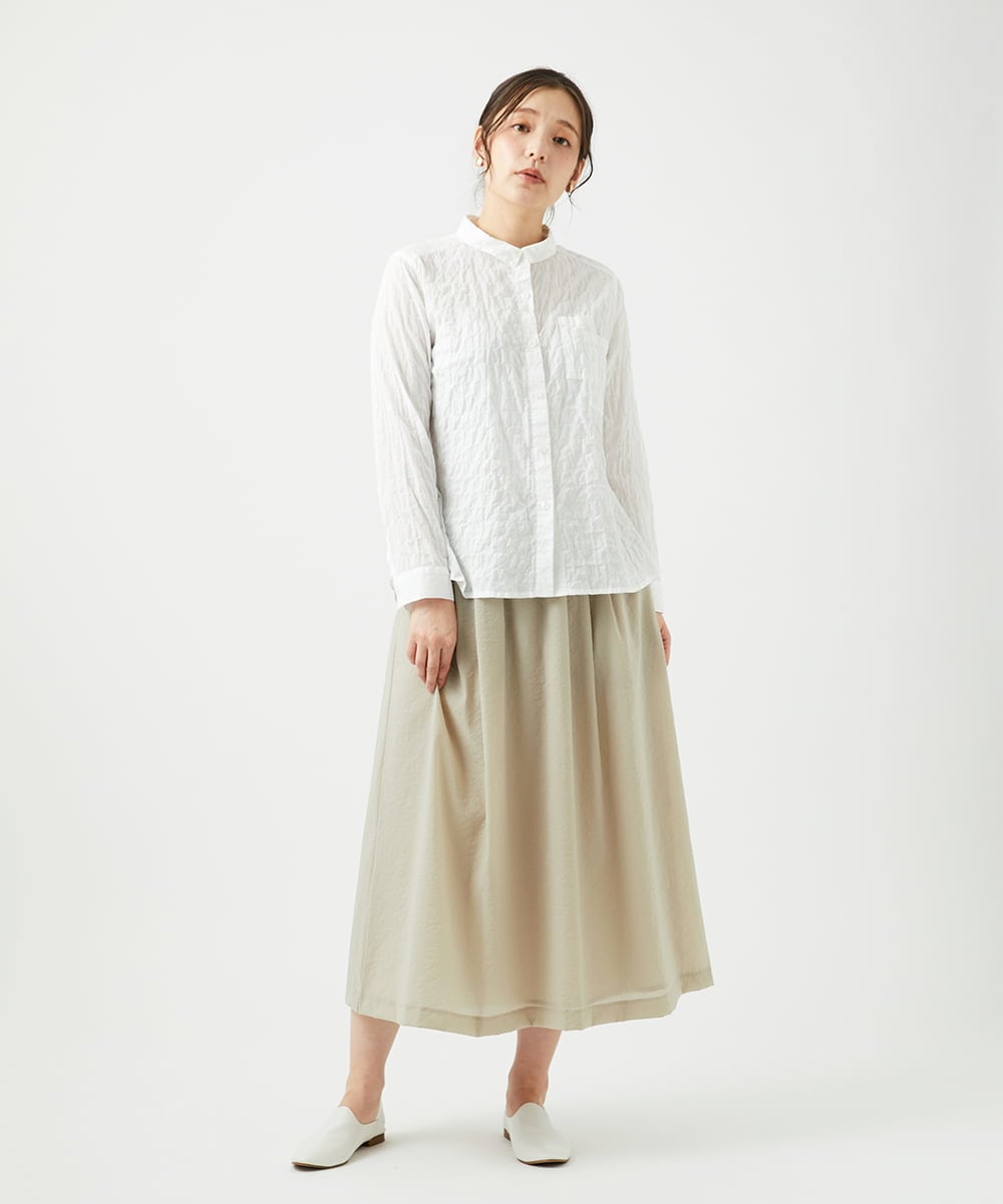 NGHED01330 GIANNI LO GIUDICE(ジャンニ ロ ジュディチェ) [日本製]クレイペーパーナイロンスカート ベージュ