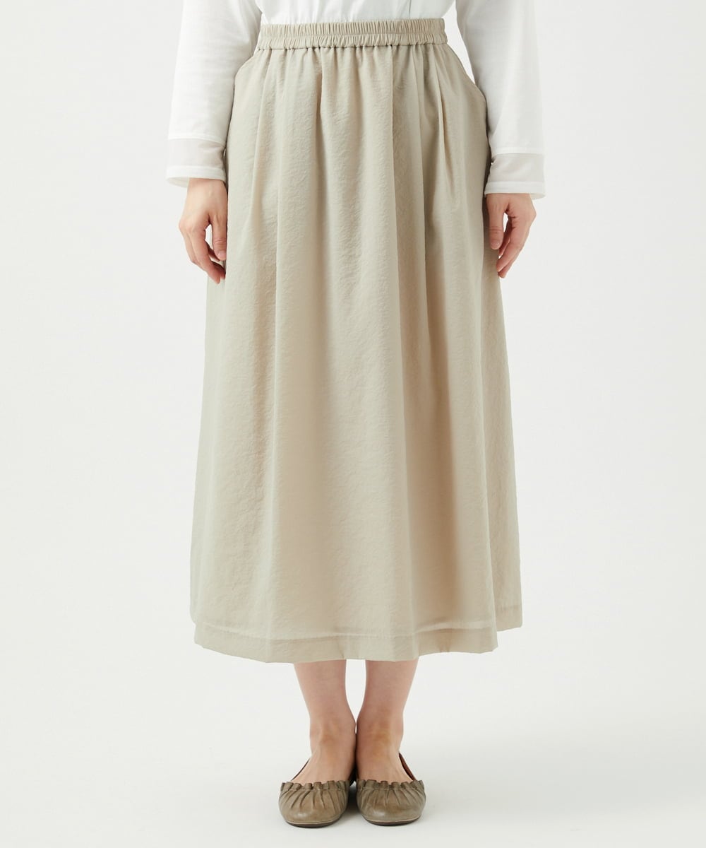 NGHED01330 GIANNI LO GIUDICE(ジャンニ ロ ジュディチェ) [日本製]クレイペーパーナイロンスカート ベージュ