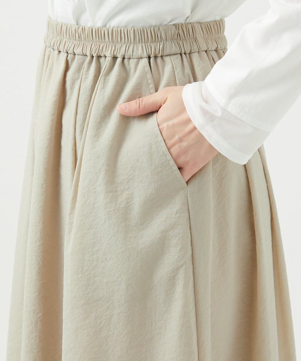 NGHED01330 GIANNI LO GIUDICE(ジャンニ ロ ジュディチェ) [日本製]クレイペーパーナイロンスカート ベージュ