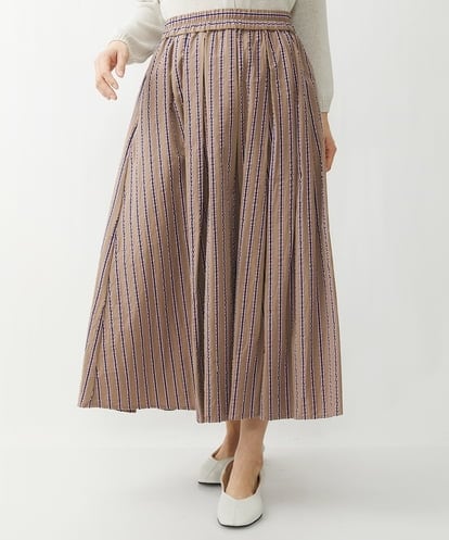 NGHET13360 GIANNI LO GIUDICE [日本製]ピンキーストライプタックスカート
