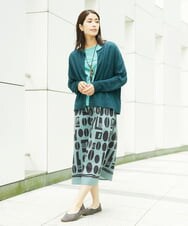 NGHGA50360 GIANNI LO GIUDICE(ジャンニ ロ ジュディチェ) [洗える]コーヒービーンズプリントスカート ライトグリーン