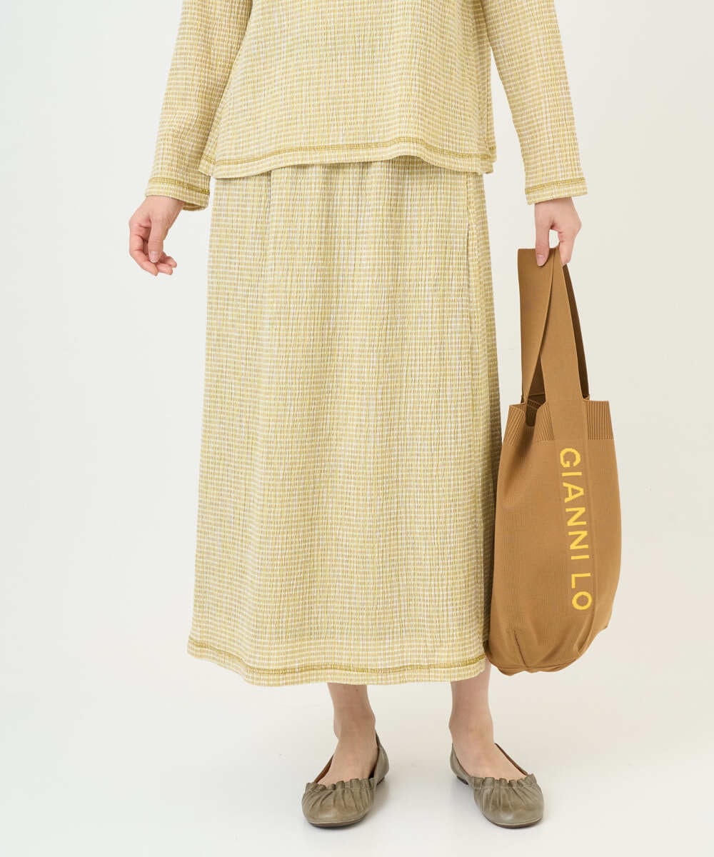 NGHGD30230 GIANNI LO GIUDICE(ジャンニ ロ ジュディチェ) [洗える・日本製]カールマイヤーチェックスカート イエローベージュ