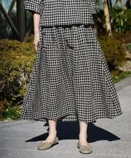 NGHGE42360 GIANNI LO GIUDICE(ジャンニ ロ ジュディチェ) [洗える]リネンコットンギンガムチェックスカート ブラック