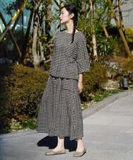 NGHGE42360 GIANNI LO GIUDICE(ジャンニ ロ ジュディチェ) [洗える]リネンコットンギンガムチェックスカート ブラック