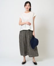 NGHGE42360 GIANNI LO GIUDICE(ジャンニ ロ ジュディチェ) [洗える]リネンコットンギンガムチェックスカート ブラック