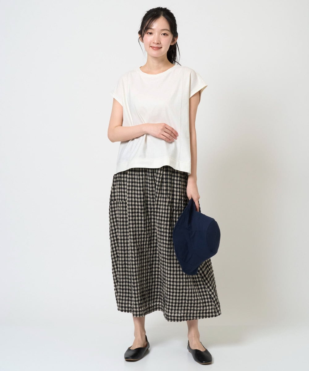 NGHGE42360 GIANNI LO GIUDICE(ジャンニ ロ ジュディチェ) [洗える]リネンコットンギンガムチェックスカート ブラック