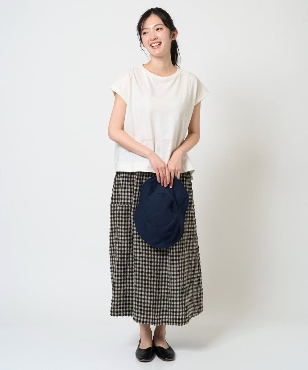 NGHGE42360 GIANNI LO GIUDICE(ジャンニ ロ ジュディチェ) [洗える]リネンコットンギンガムチェックスカート ブラック