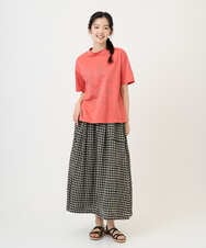 NGHGE42360 GIANNI LO GIUDICE(ジャンニ ロ ジュディチェ) [洗える]リネンコットンギンガムチェックスカート ブラック