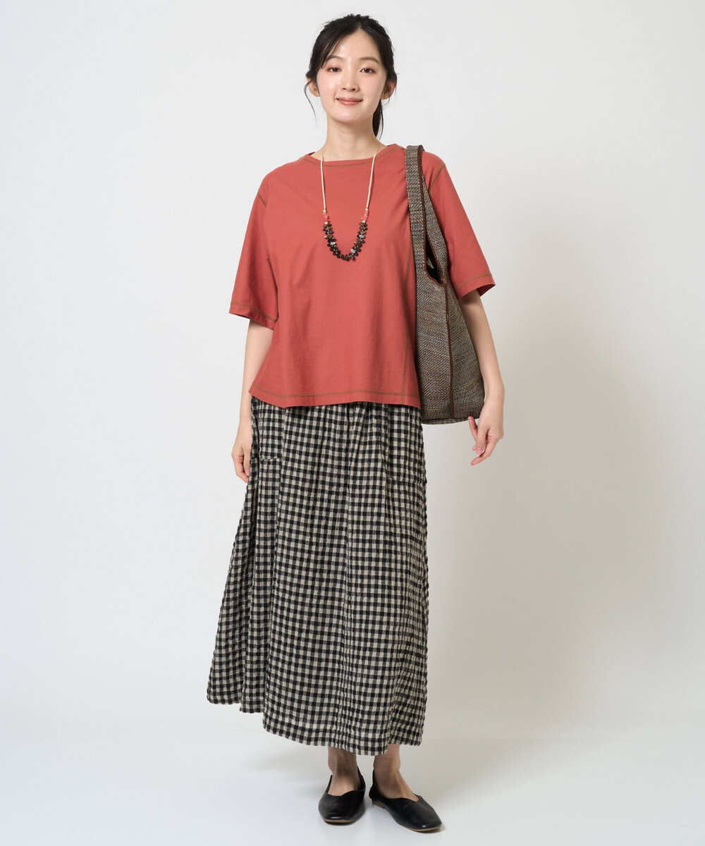 NGHGE42360 GIANNI LO GIUDICE(ジャンニ ロ ジュディチェ) [洗える]リネンコットンギンガムチェックスカート ブラック