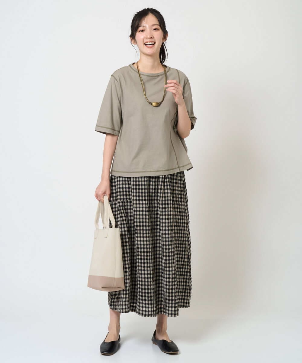 NGHGE42360 GIANNI LO GIUDICE(ジャンニ ロ ジュディチェ) [洗える]リネンコットンギンガムチェックスカート ブラック