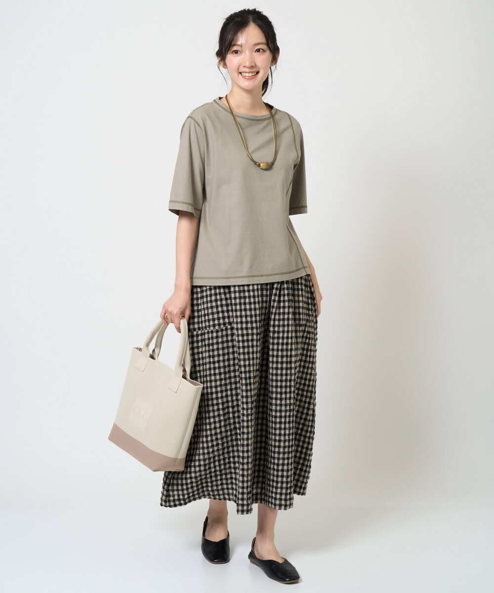 NGHGE42360 GIANNI LO GIUDICE(ジャンニ ロ ジュディチェ) [洗える]リネンコットンギンガムチェックスカート ブラック