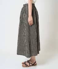NGHGE42360 GIANNI LO GIUDICE(ジャンニ ロ ジュディチェ) [洗える]リネンコットンギンガムチェックスカート ブラック
