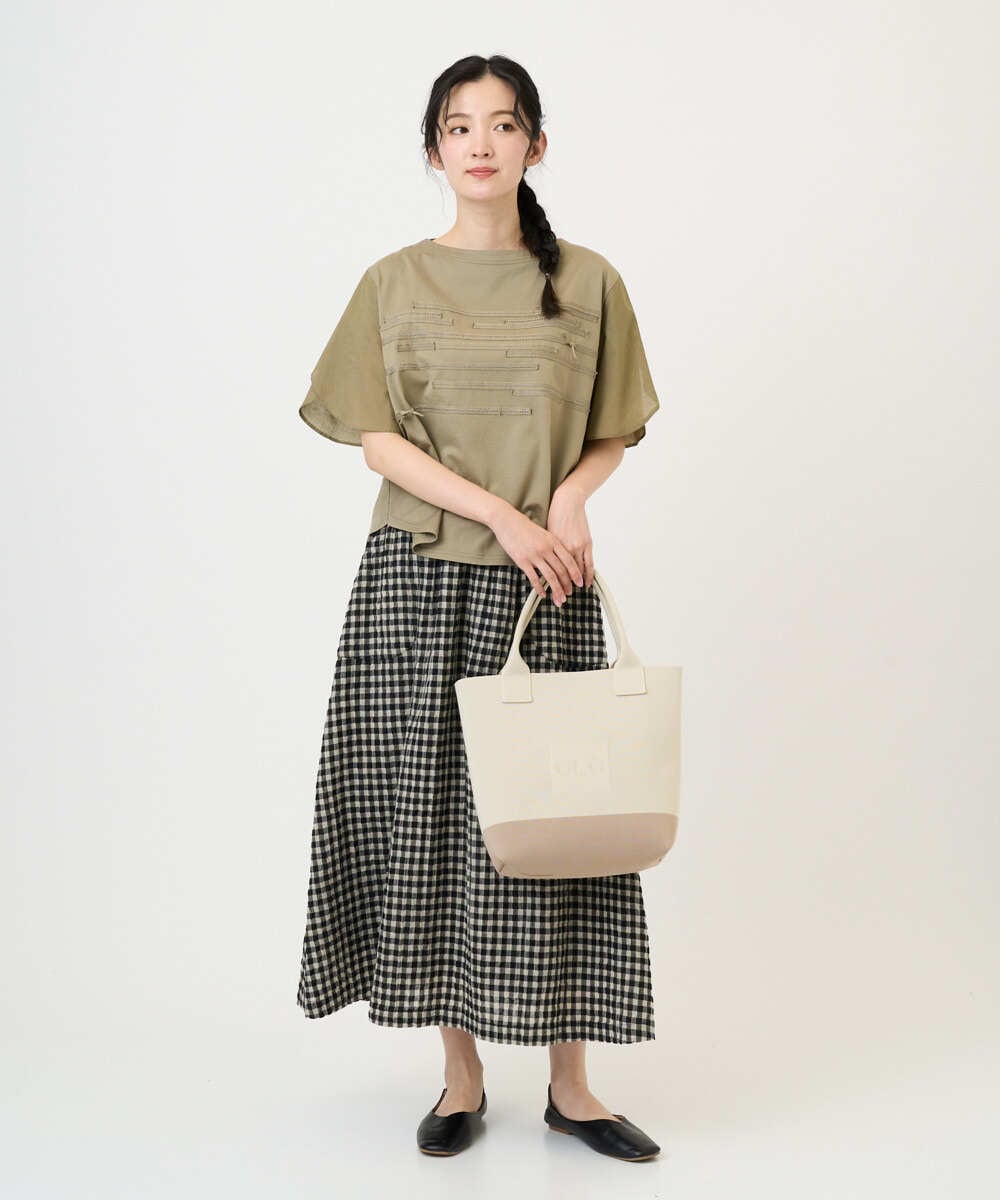 NGHGE42360 GIANNI LO GIUDICE(ジャンニ ロ ジュディチェ) [洗える]リネンコットンギンガムチェックスカート ブラック