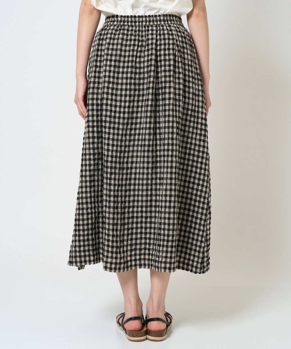 NGHGE42360 GIANNI LO GIUDICE(ジャンニ ロ ジュディチェ) [洗える]リネンコットンギンガムチェックスカート ブラック