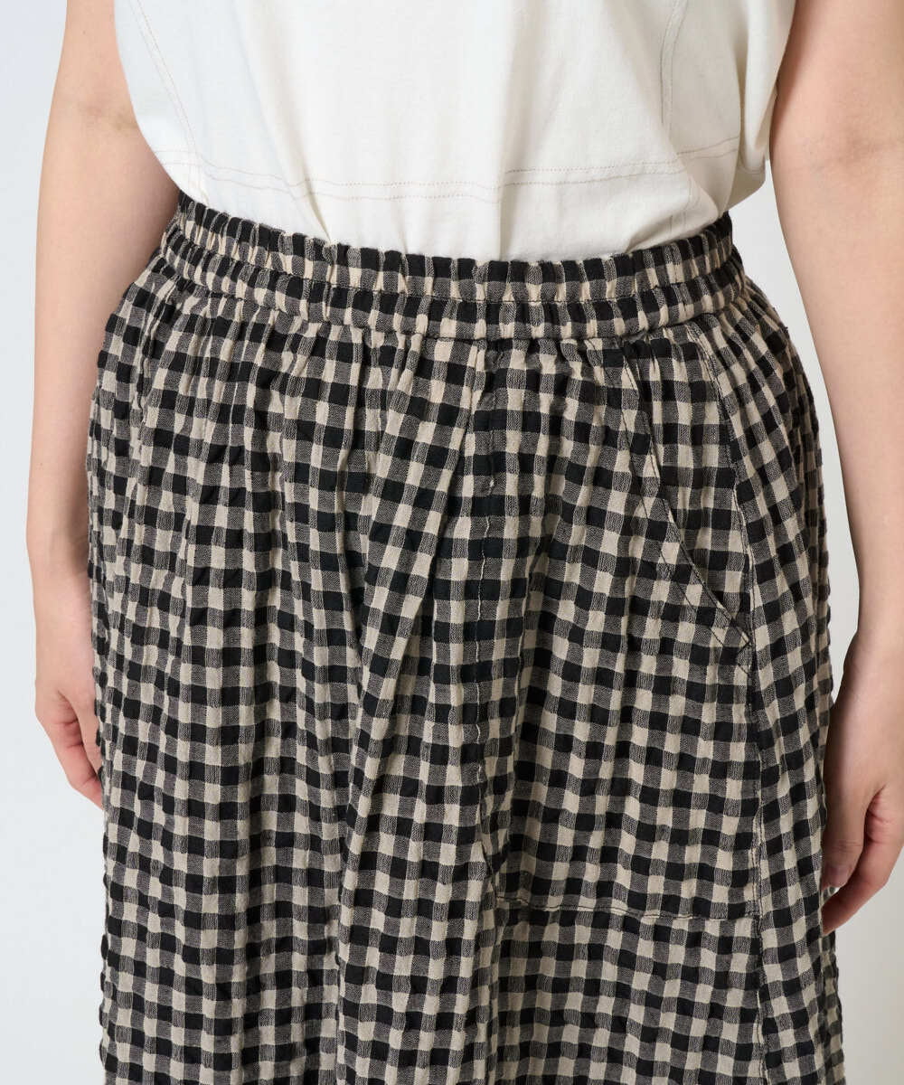 NGHGE42360 GIANNI LO GIUDICE(ジャンニ ロ ジュディチェ) [洗える]リネンコットンギンガムチェックスカート ブラック