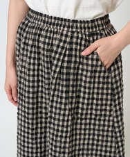 NGHGE42360 GIANNI LO GIUDICE(ジャンニ ロ ジュディチェ) [洗える]リネンコットンギンガムチェックスカート ブラック