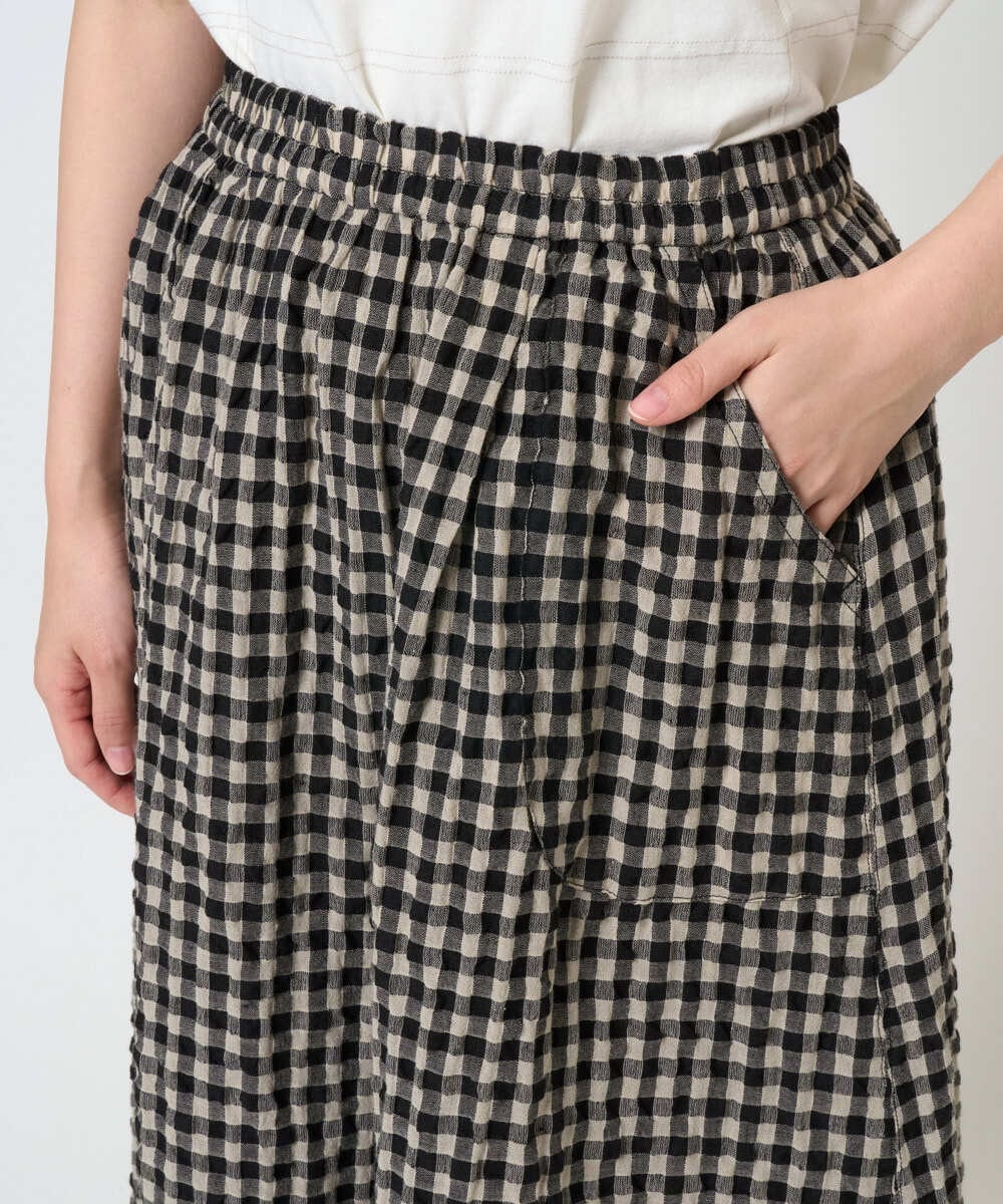 NGHGE42360 GIANNI LO GIUDICE(ジャンニ ロ ジュディチェ) [洗える]リネンコットンギンガムチェックスカート ブラック