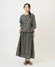 NGHGE42360 GIANNI LO GIUDICE(ジャンニ ロ ジュディチェ) [洗える]リネンコットンギンガムチェックスカート ブラック