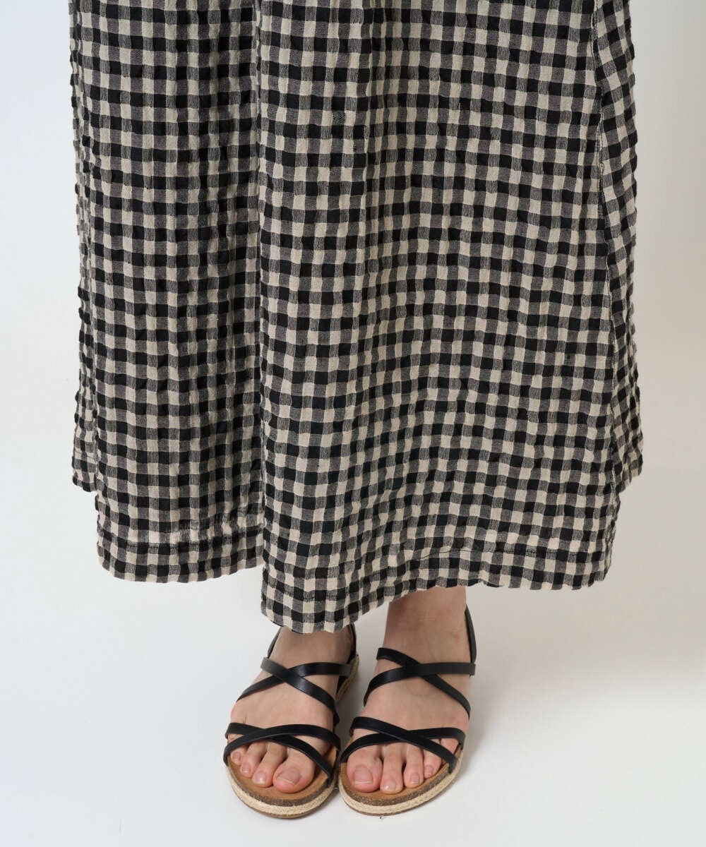 NGHGE42360 GIANNI LO GIUDICE(ジャンニ ロ ジュディチェ) [洗える]リネンコットンギンガムチェックスカート ブラック
