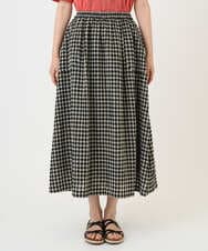 NGHGE42360 GIANNI LO GIUDICE(ジャンニ ロ ジュディチェ) [洗える]リネンコットンギンガムチェックスカート ブラック