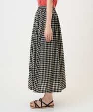 NGHGE42360 GIANNI LO GIUDICE(ジャンニ ロ ジュディチェ) [洗える]リネンコットンギンガムチェックスカート ブラック