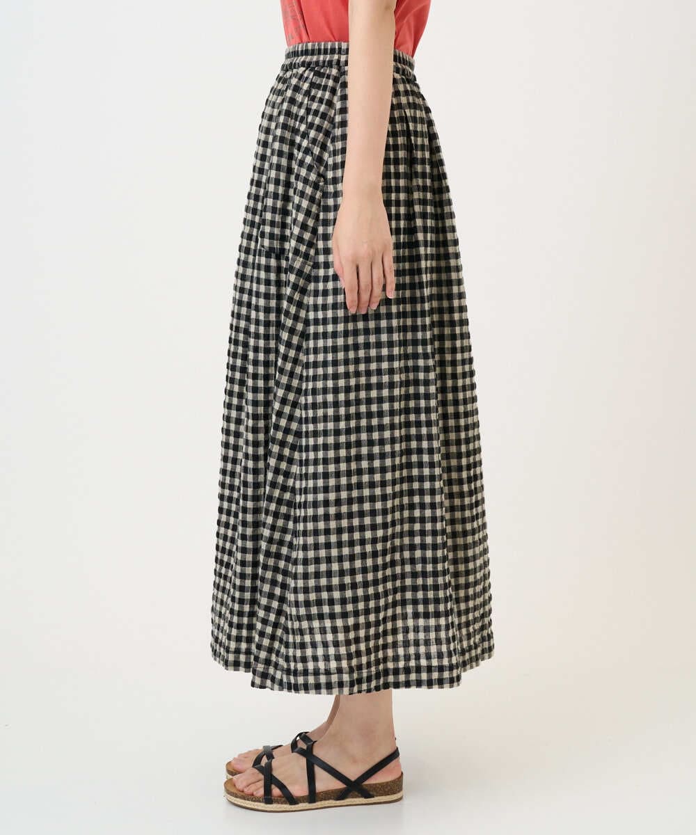 NGHGE42360 GIANNI LO GIUDICE(ジャンニ ロ ジュディチェ) [洗える]リネンコットンギンガムチェックスカート ブラック