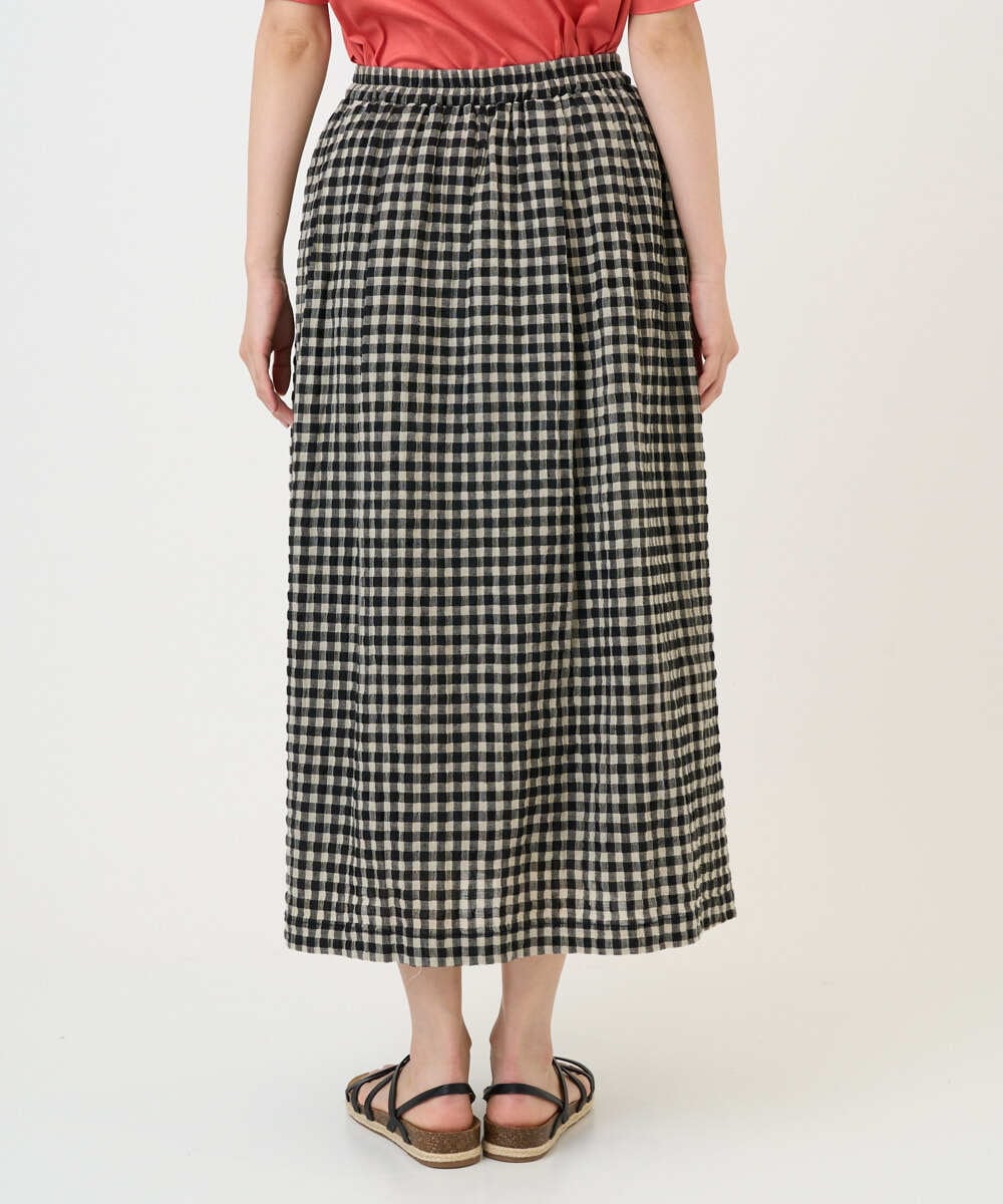 NGHGE42360 GIANNI LO GIUDICE(ジャンニ ロ ジュディチェ) [洗える]リネンコットンギンガムチェックスカート ブラック