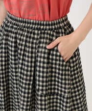 NGHGE42360 GIANNI LO GIUDICE(ジャンニ ロ ジュディチェ) [洗える]リネンコットンギンガムチェックスカート ブラック