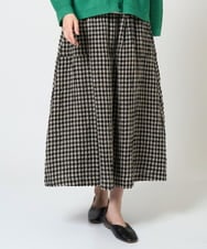 NGHGE42360 GIANNI LO GIUDICE(ジャンニ ロ ジュディチェ) [洗える]リネンコットンギンガムチェックスカート ブラック