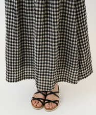 NGHGE42360 GIANNI LO GIUDICE(ジャンニ ロ ジュディチェ) [洗える]リネンコットンギンガムチェックスカート ブラック