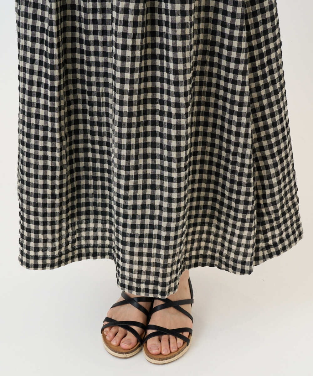 NGHGE42360 GIANNI LO GIUDICE(ジャンニ ロ ジュディチェ) [洗える]リネンコットンギンガムチェックスカート ブラック