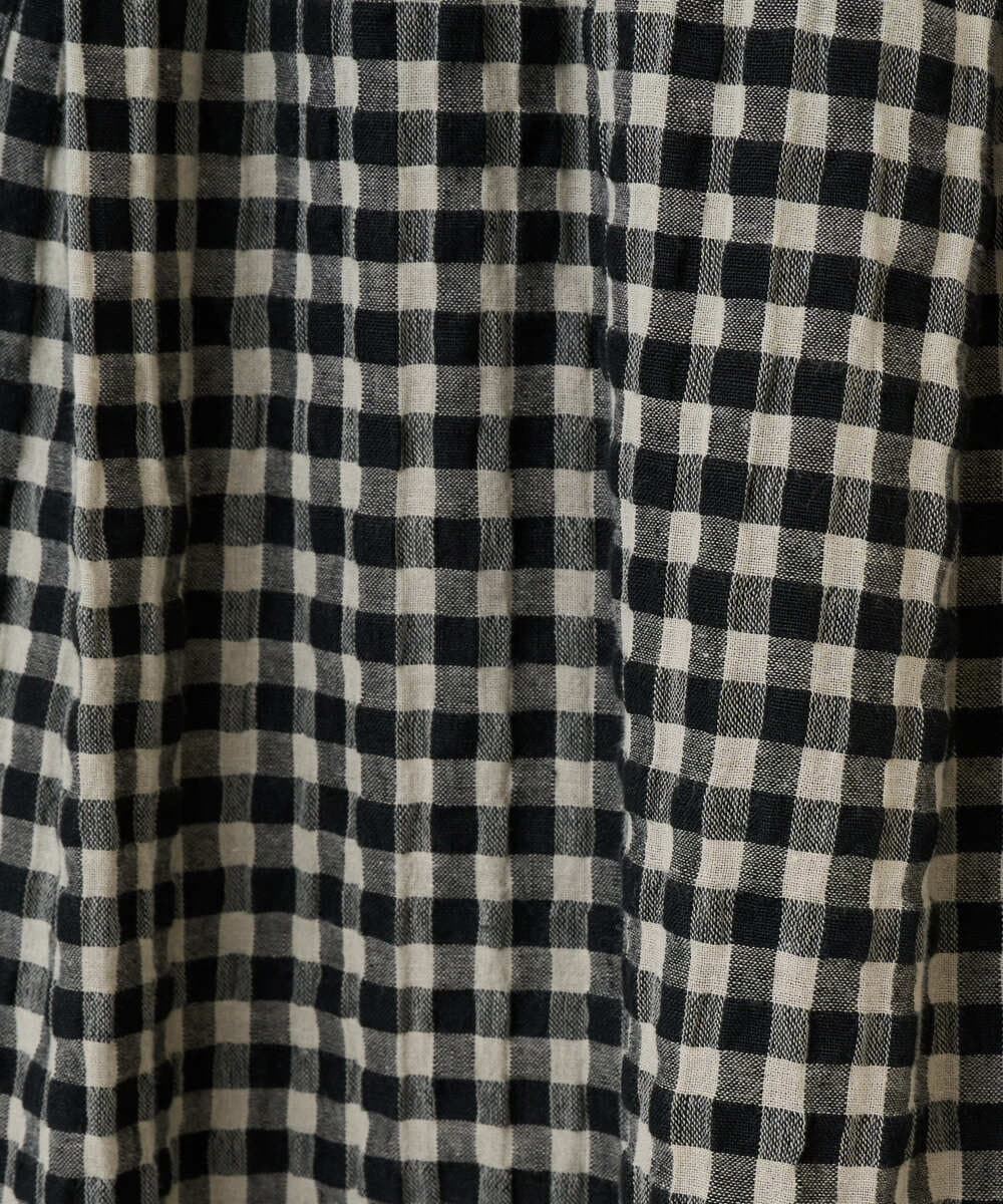 NGHGE42360 GIANNI LO GIUDICE(ジャンニ ロ ジュディチェ) [洗える]リネンコットンギンガムチェックスカート ブラック