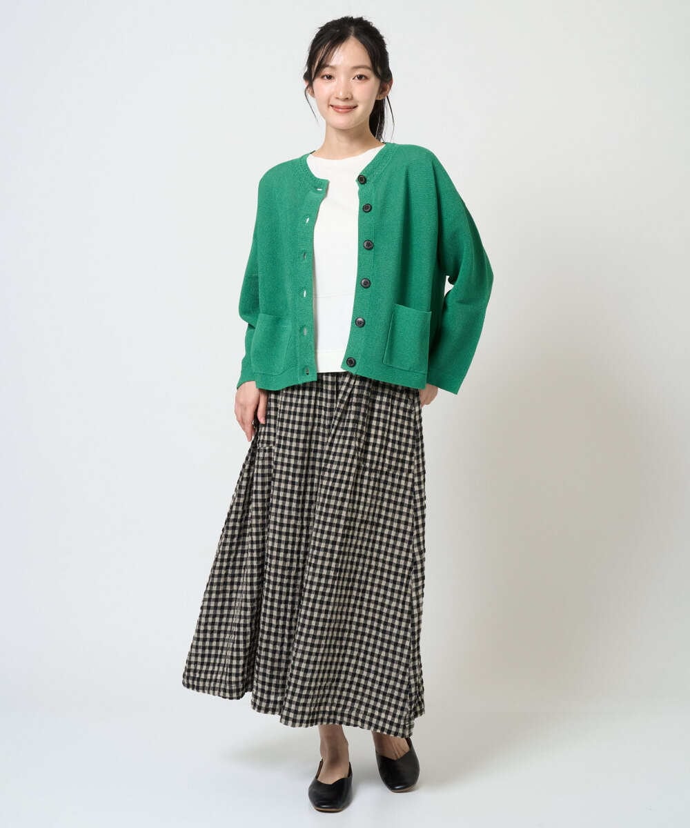 NGHGE42360 GIANNI LO GIUDICE(ジャンニ ロ ジュディチェ) [洗える]リネンコットンギンガムチェックスカート ブラック