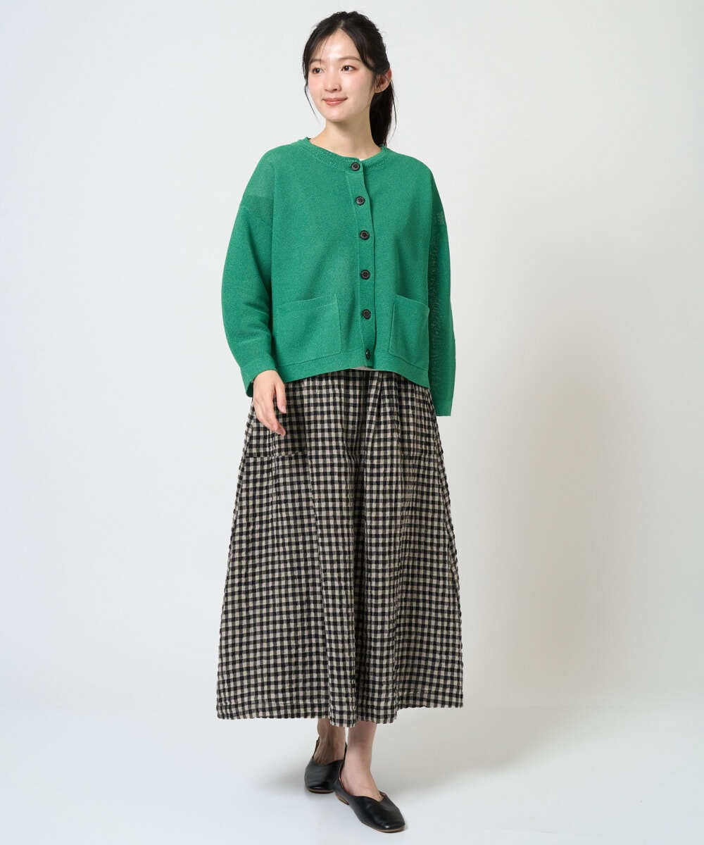 NGHGE42360 GIANNI LO GIUDICE(ジャンニ ロ ジュディチェ) [洗える]リネンコットンギンガムチェックスカート ブラック