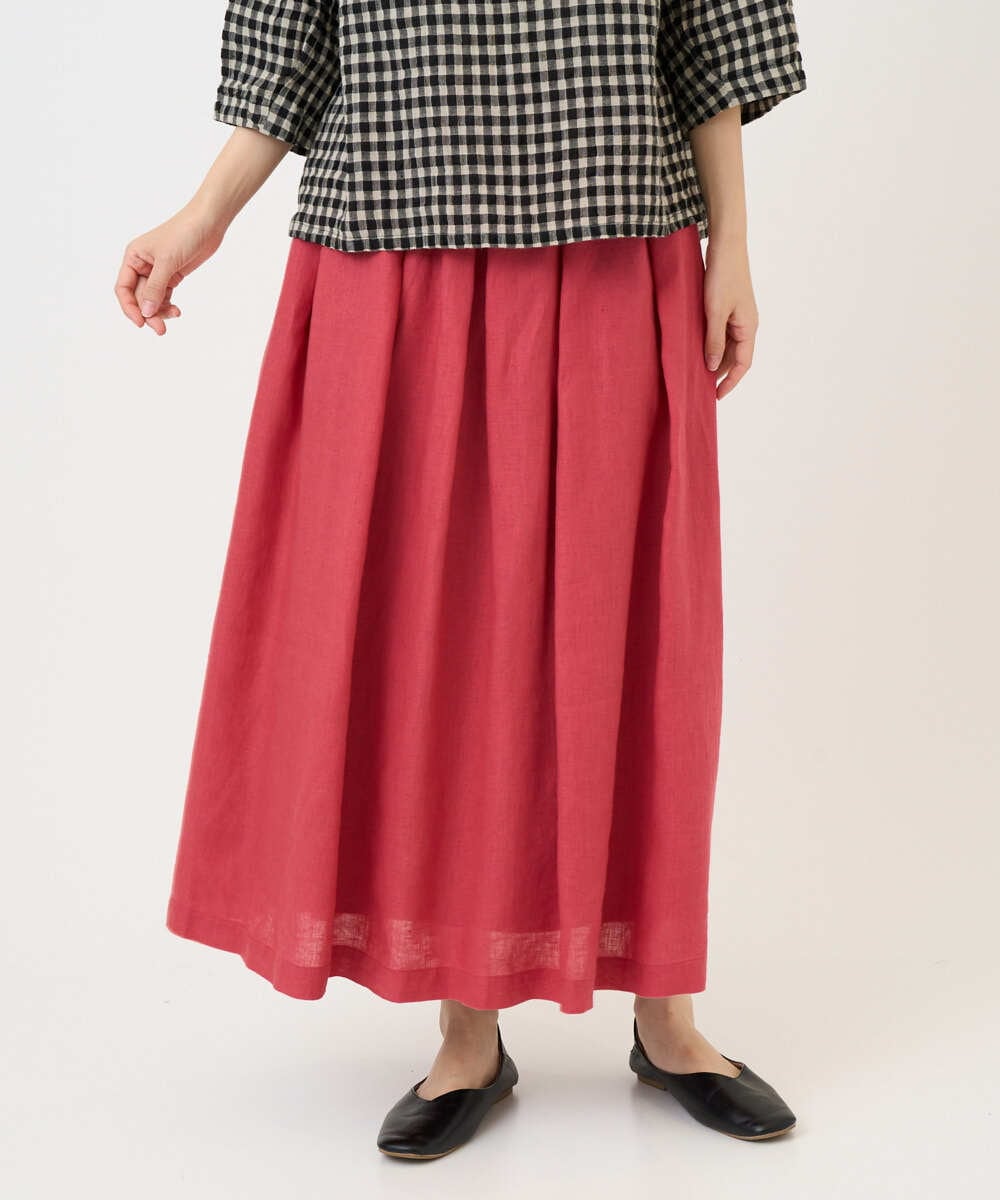 NGHGE43330 GIANNI LO GIUDICE(ジャンニ ロ ジュディチェ) [洗える]カラーリネン製品洗いスカート レッド