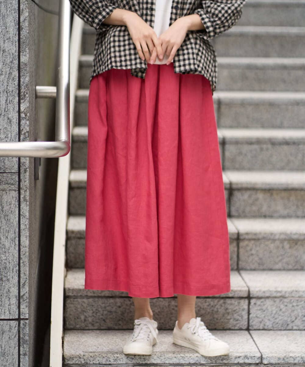 NGHGE43330 GIANNI LO GIUDICE(ジャンニ ロ ジュディチェ) [洗える]カラーリネン製品洗いスカート レッド