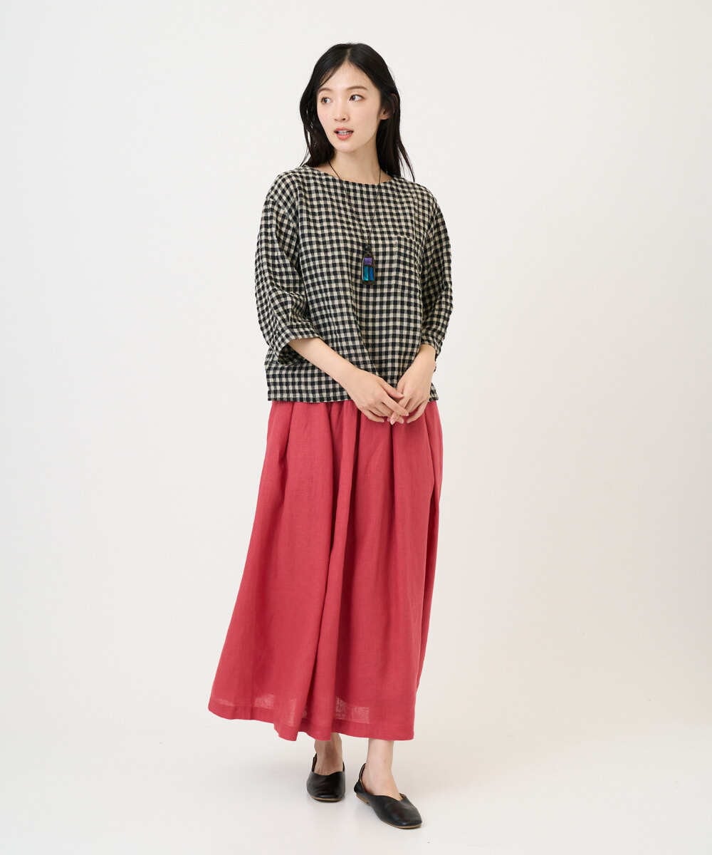 NGHGE43330 GIANNI LO GIUDICE(ジャンニ ロ ジュディチェ) [洗える]カラーリネン製品洗いスカート レッド