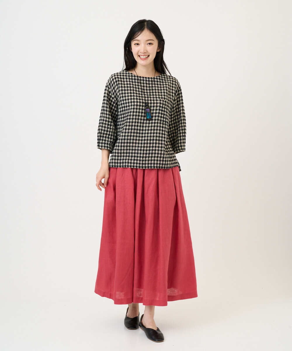 NGHGE43330 GIANNI LO GIUDICE(ジャンニ ロ ジュディチェ) [洗える]カラーリネン製品洗いスカート レッド