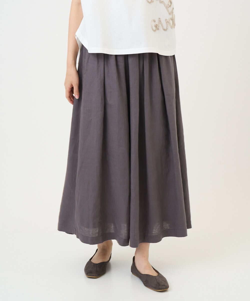 NGHGE43330 GIANNI LO GIUDICE(ジャンニ ロ ジュディチェ) [洗える]カラーリネン製品洗いスカート ダークグレー