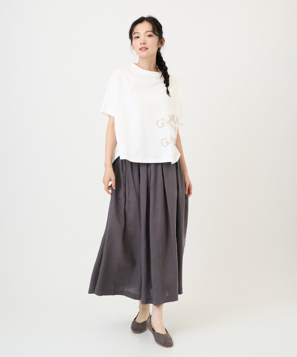 NGHGE43330 GIANNI LO GIUDICE(ジャンニ ロ ジュディチェ) [洗える]カラーリネン製品洗いスカート ダークグレー