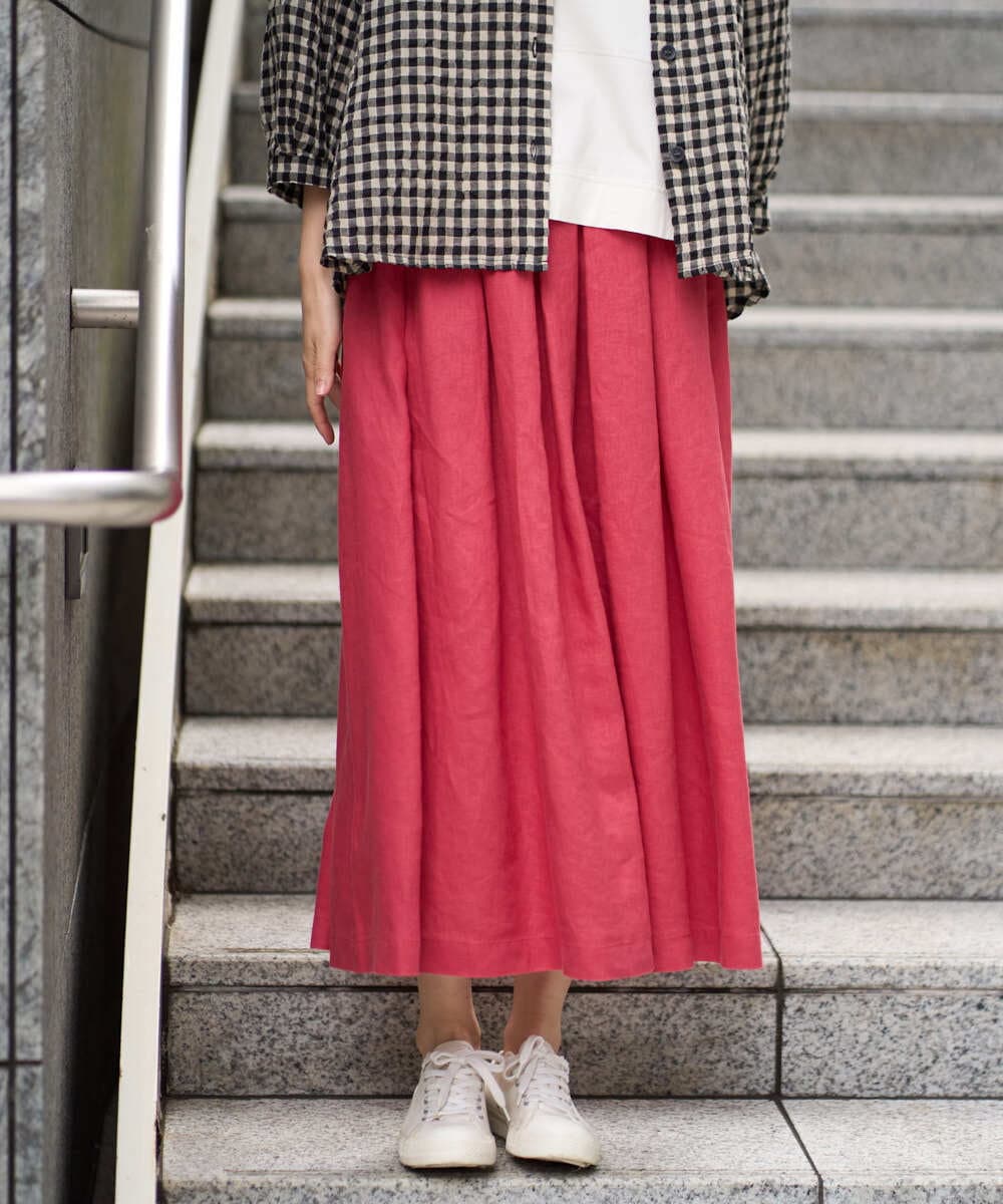 NGHGE43330 GIANNI LO GIUDICE(ジャンニ ロ ジュディチェ) [洗える]カラーリネン製品洗いスカート ダークグレー