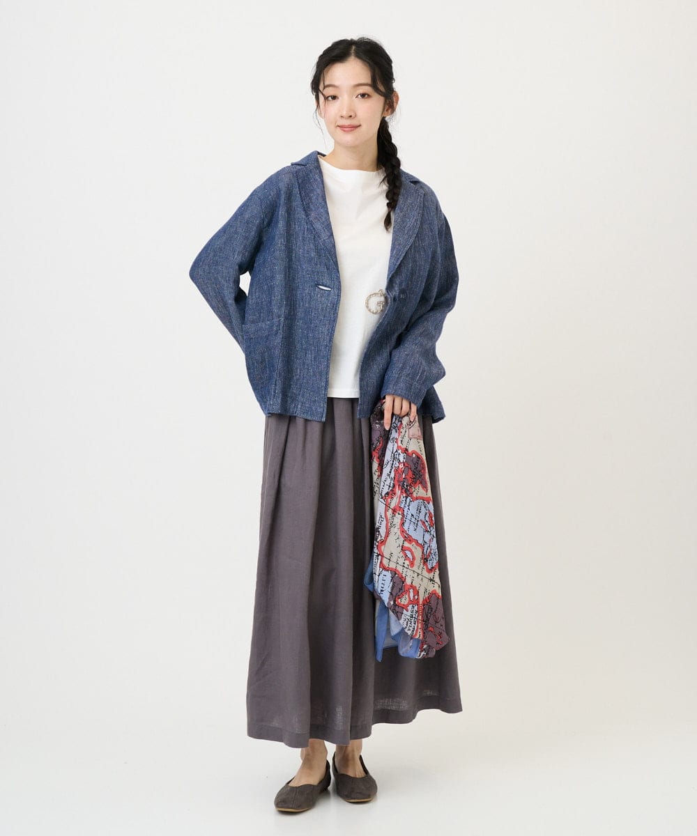 NGHGE43330 GIANNI LO GIUDICE(ジャンニ ロ ジュディチェ) [洗える]カラーリネン製品洗いスカート ダークグレー