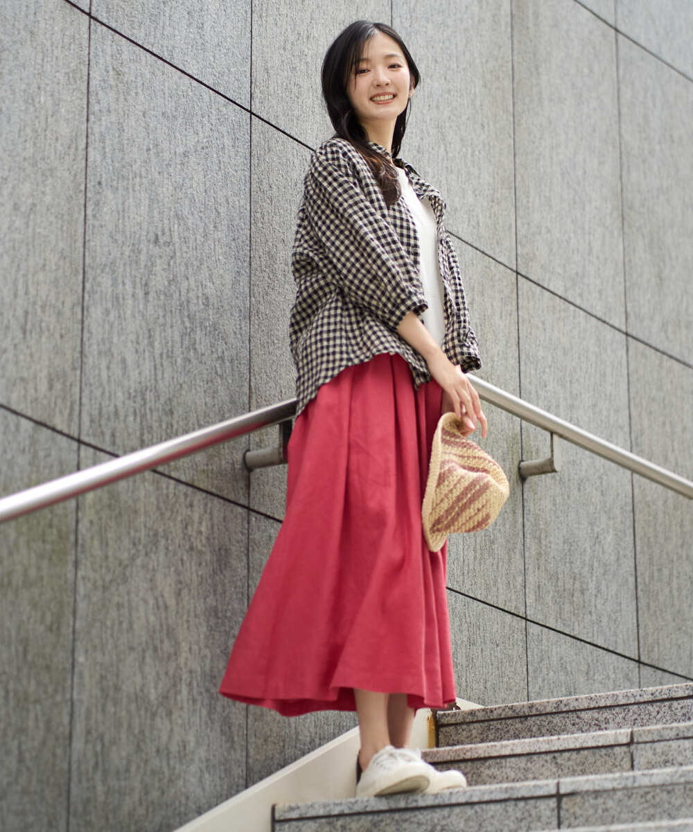 NGHGE43330 GIANNI LO GIUDICE(ジャンニ ロ ジュディチェ) [洗える]カラーリネン製品洗いスカート ダークグレー