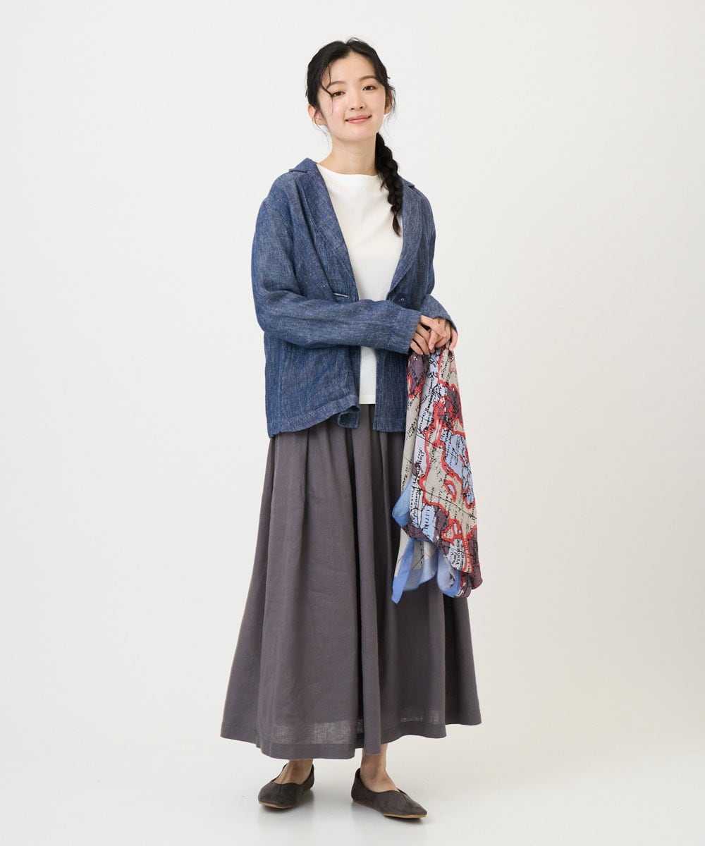 NGHGE43330 GIANNI LO GIUDICE(ジャンニ ロ ジュディチェ) [洗える]カラーリネン製品洗いスカート ダークグレー